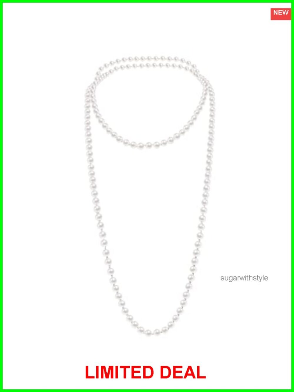 Faux Pearl Strand Necklace 1920s Retro Costume Party Jewelry 57 in
